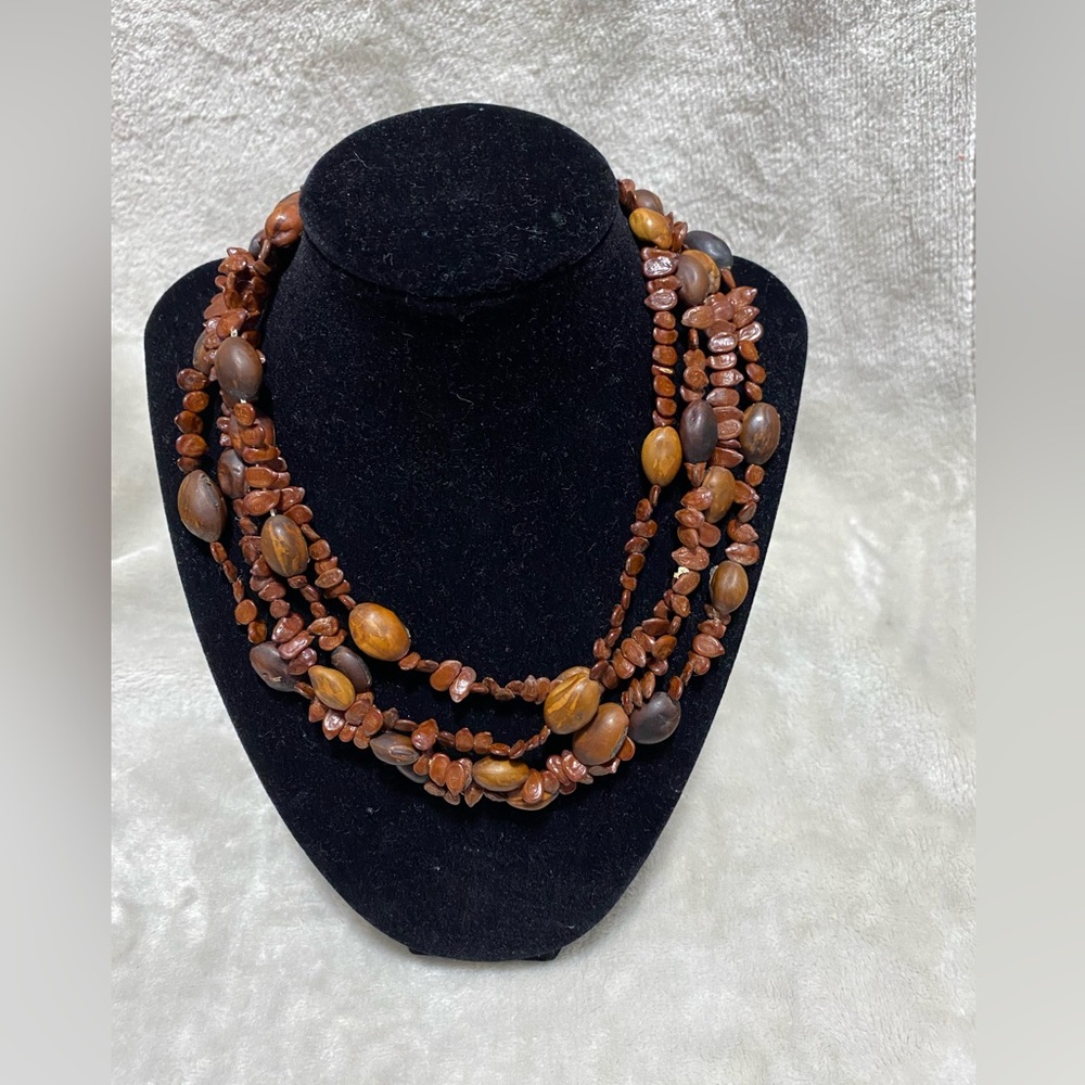 Beautiful Handmade 2 Strand Bean & Seed Necklace